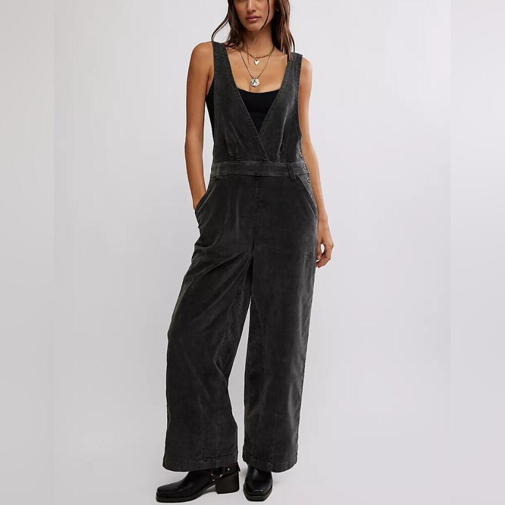 Free People Mara Corduroy Overalls Wide Leg Utility – Size 4 – NWT